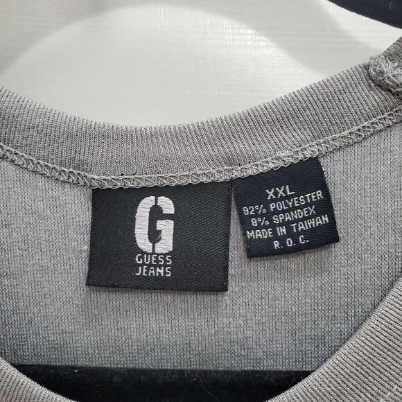Guess Jeans Men's Vintage 90s Gray Ribbed Knit Crew Neck Short Sleeve Tee Sz XXL - Picture 4 of 5